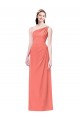 Coral Soft Chiffon One Shoulder Long Sleeveless Bridesmaid Dress Norwich