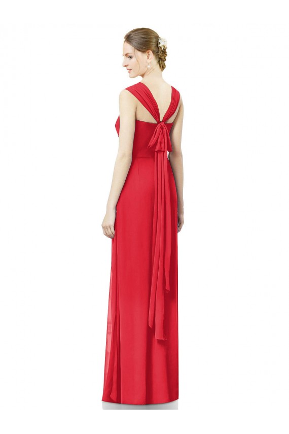 Red Soft Chiffon Sweetheart Long Cap Sleeves Formal Dress / Bridesmaid Dress Norwich