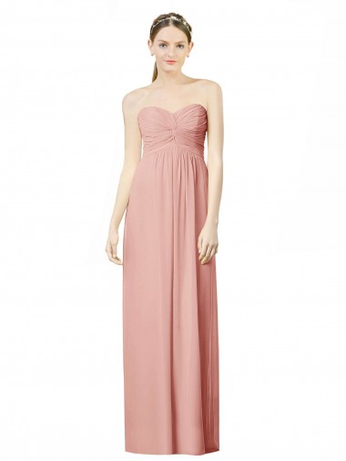Bliss Pink Soft Chiffon Sweetheart Long Sleeveless Bridesmaid Dress Norwich