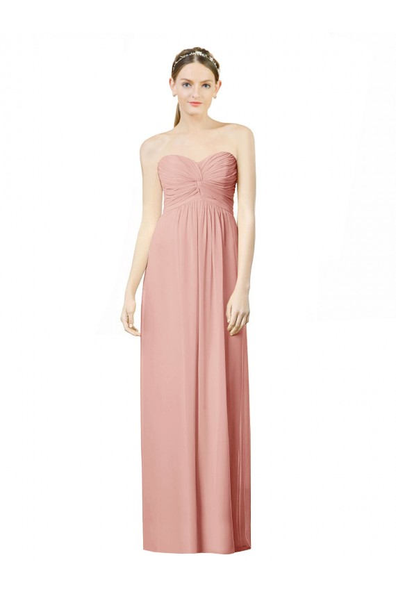 Bliss Pink Soft Chiffon Sweetheart Long Sleeveless Bridesmaid Dress Norwich