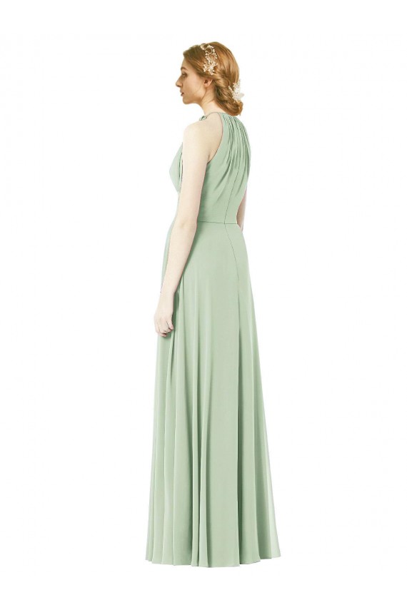 Emerald Green Soft Chiffon Halter Neck Long Sleeveless Bridesmaid Dress Norwich
