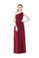 Burgundy Soft Chiffon One Shoulder Long Sleeveless Bridesmaid Gown Norwich