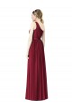 Burgundy Soft Chiffon One Shoulder Long Sleeveless Bridesmaid Gown Norwich