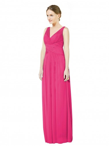 V-Back Azalea Soft Chiffon V-Neck Long Sleeveless Bridesmaid Dress Norwich