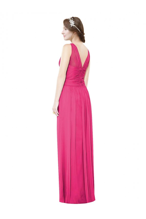 V-Back Azalea Soft Chiffon V-Neck Long Sleeveless Bridesmaid Dress Norwich
