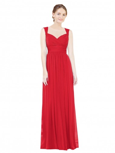 Red Chiffon Sweetheart Long Sleeveless Bridesmaid Dress / Evening Dress Norwich