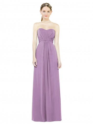 Dark Lavender Soft Chiffon Sweetheart Long Sleeveless Bridesmaid Dress Norwich