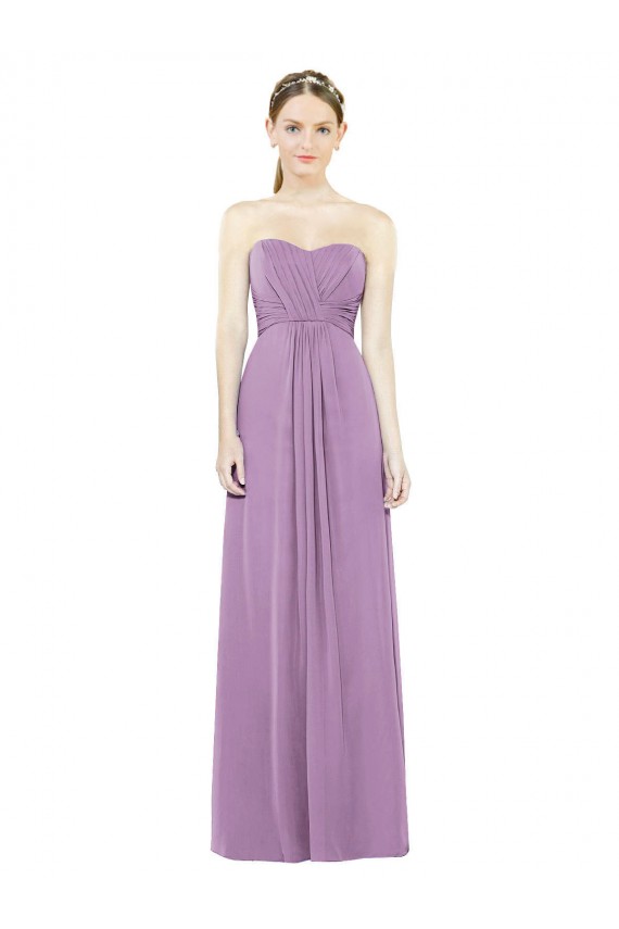 Dark Lavender Soft Chiffon Sweetheart Long Sleeveless Bridesmaid Dress Norwich