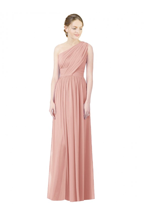 Bliss Pink Soft Chiffon One Shoulder Long Sleeveless Bridesmaid Dress Norwich