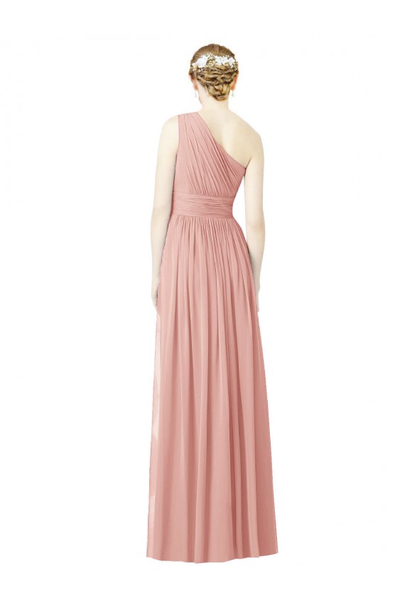 Bliss Pink Soft Chiffon One Shoulder Long Sleeveless Bridesmaid Dress Norwich