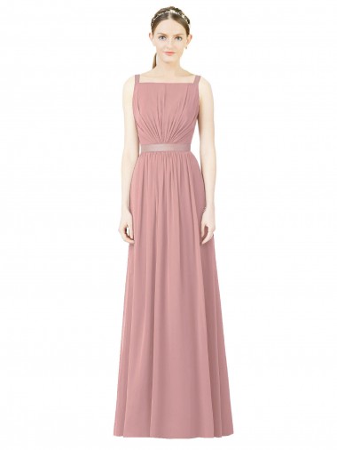 Dusty Pink Soft Chiffon High Neck Long Sleeveless Bridesmaid Dress Norwich