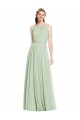 Sage Chiffon Halter Neck Long Sleeveless Bridesmaid Dress / Evening Dress Norwich