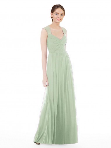 Sage Soft Chiffon Sweetheart Long Cap Sleeves Formal Dress / Bridesmaid Dress Norwich