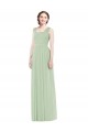 Sage Soft Chiffon Spaghetti Straps Long Sleeveless Bridal Party Dress Norwich