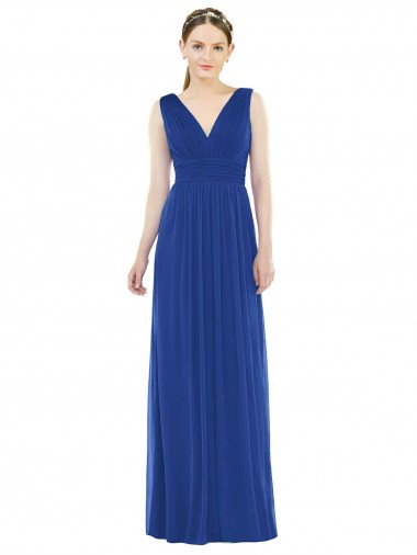 Soft Chiffon V-Neck Long Sleeveless Bridesmaid Gowns Norwich