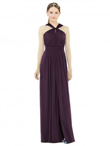 V-Back Soft Chiffon Halter Neck Long Sleeveless Semi Formal Evening Dress / Bridesmaid Dress Norwich