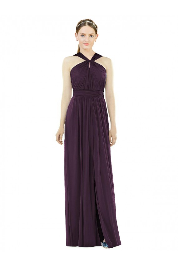 V-Back Soft Chiffon Halter Neck Long Sleeveless Semi Formal Evening Dress / Bridesmaid Dress Norwich