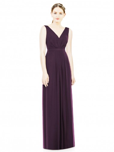 Grape Chiffon V-Neck Long Sleeveless Bridesmaid Dress / Evening Dress Norwich