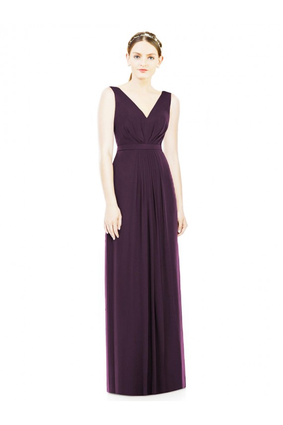 Grape Chiffon V-Neck Long Sleeveless Bridesmaid Dress / Evening Dress Norwich