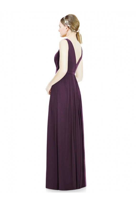 Grape Chiffon V-Neck Long Sleeveless Bridesmaid Dress / Evening Dress Norwich