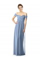 Dusty Blue Soft Chiffon Off the Shoulder Long Cap Sleeves Bridesmaid Dress Norwich