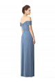Dusty Blue Soft Chiffon Off the Shoulder Long Cap Sleeves Bridesmaid Dress Norwich