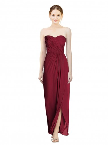 Sheath Soft Chiffon Sweetheart Long Sleeveless Bridesmaid Dress Norwich