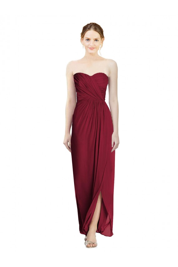 Sheath Soft Chiffon Sweetheart Long Sleeveless Bridesmaid Dress Norwich