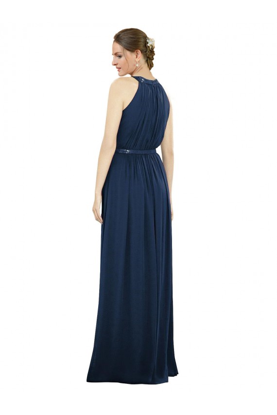 Soft Chiffon High Neck Long Sleeveless Bridesmaid Dress / Formal Dress Norwich