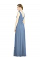 Dusty Blue Soft Chiffon V-Neck Long Sleeveless Semi Formal Evening Dress / Bridesmaid Dress Norwich