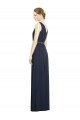 Dark Navy Chiffon V-Neck Long Sleeveless Bridesmaid Gowns Norwich