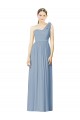 Dusty Blue Soft Chiffon One Shoulder Long Sleeveless Bridesmaid Dress Norwich