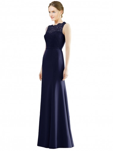 Soft Chiffon & Lace Illusion Neck Long Sleeveless Bridesmaid Dress Norwich