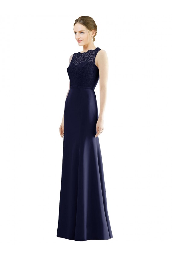 Soft Chiffon & Lace Illusion Neck Long Sleeveless Bridesmaid Dress Norwich