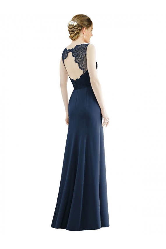 Soft Chiffon & Lace Illusion Neck Long Sleeveless Bridesmaid Dress Norwich