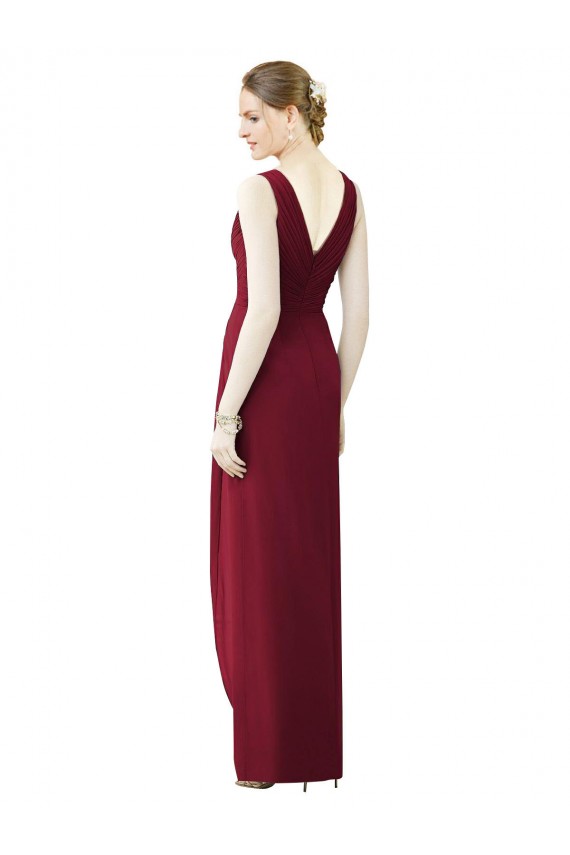 V-Back Frost Chiffon V-Neck Long Sleeveless Bridesmaid Dress / Evening Dress Norwich