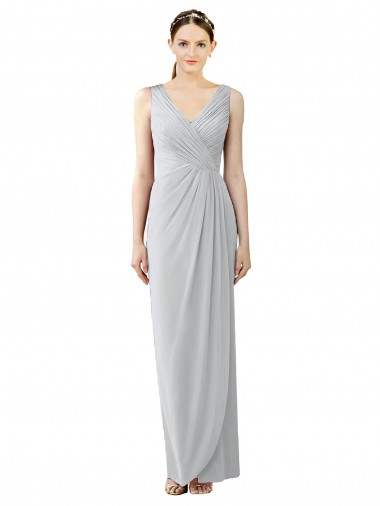 V-Back Frost Chiffon V-Neck Long Sleeveless Bridesmaid Dress / Evening Dress Norwich
