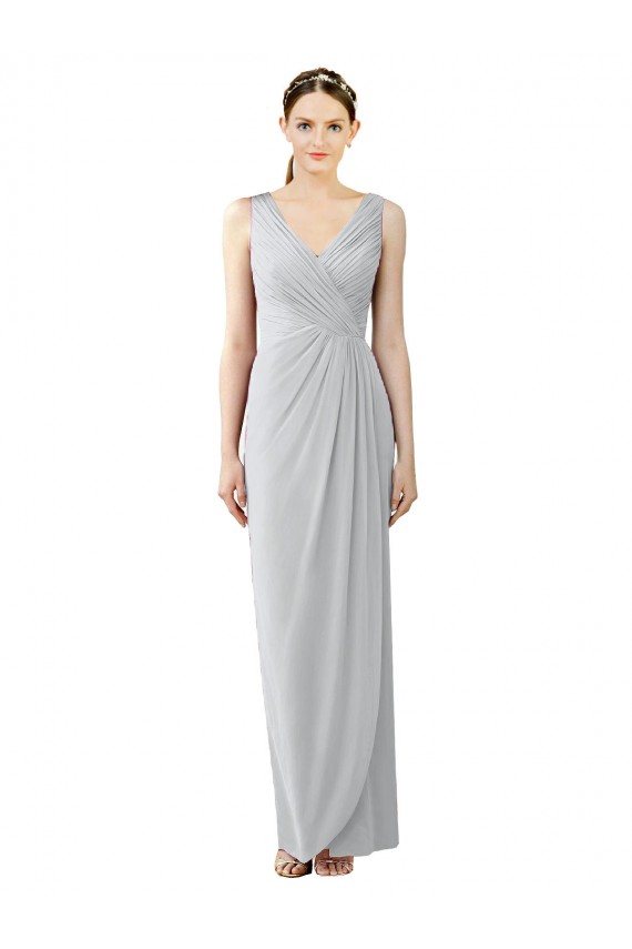 V-Back Frost Chiffon V-Neck Long Sleeveless Bridesmaid Dress / Evening Dress Norwich