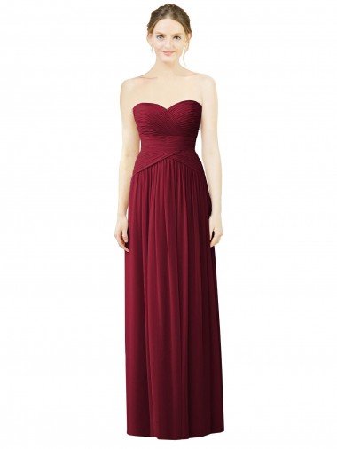 Burgundy Soft Chiffon Sweetheart Long Sleeveless Evening Dress / Bridesmaid Dress Norwich