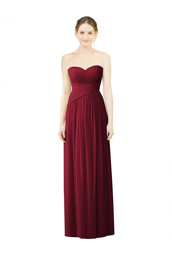Burgundy Soft Chiffon Sweetheart Long Sleeveless Evening Dress / Bridesmaid Dress Norwich
