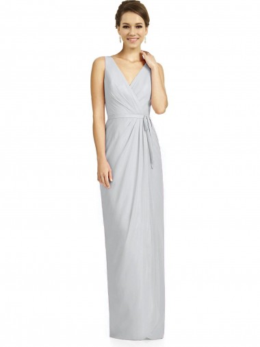 V-Back Frost Soft Chiffon V-Neck Long Sleeveless Bridesmaid Dress Norwich