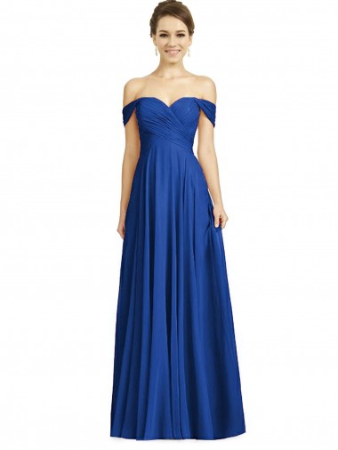 Soft Chiffon Off the Shoulder Long Cap Sleeves Semi Formal Evening Dress / Bridesmaid Dress Norwich