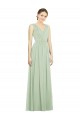 V-Back Sage Soft Chiffon V-Neck Long Sleeveless Bridesmaid Dress Norwich