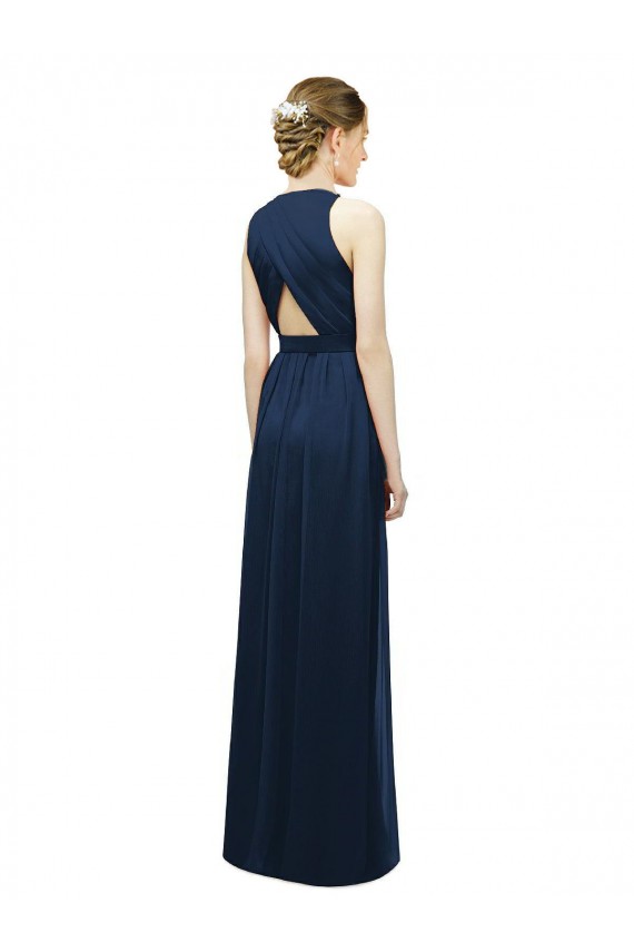 Salmon Soft Chiffon Halter Neck Long Sleeveless Bridesmaid Dress Norwich