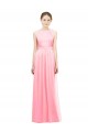 Salmon Soft Chiffon Halter Neck Long Sleeveless Bridesmaid Dress Norwich