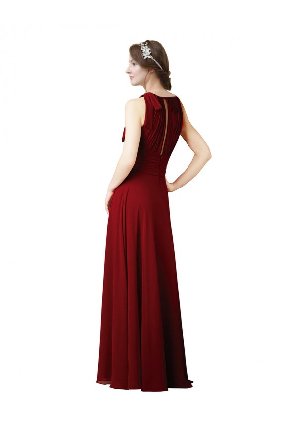 Sheath Soft Chiffon Halter Neck Long Sleeveless Bridesmaid Dress Norwich