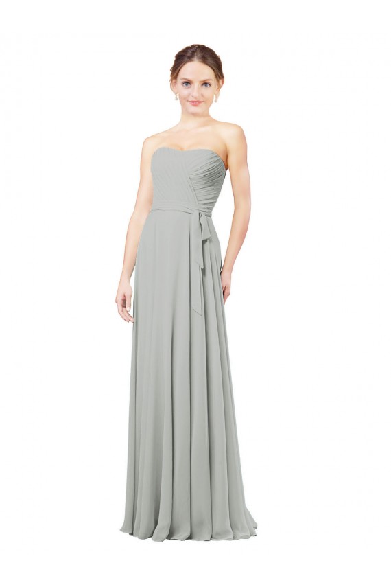 Silver Soft Chiffon Sweetheart Long Sleeveless Bridesmaid Dresses Norwich