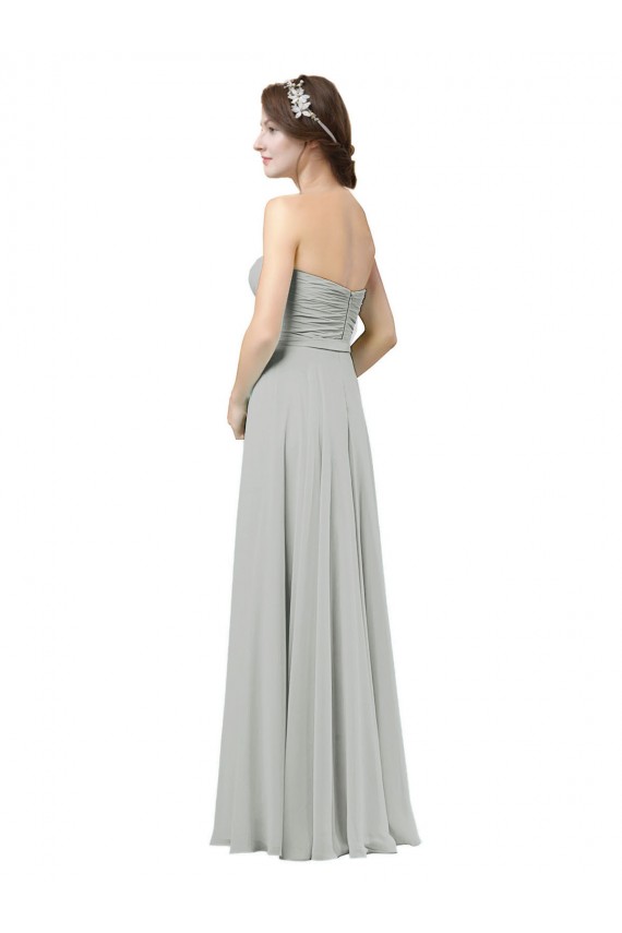 Silver Soft Chiffon Sweetheart Long Sleeveless Bridesmaid Dresses Norwich