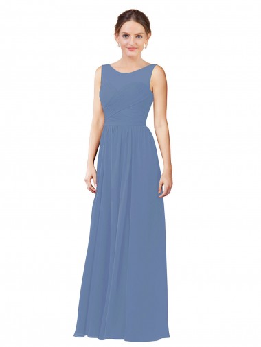 Soft Chiffon Illusion Neck Long Sleeveless Bridesmaid Dress Norwich