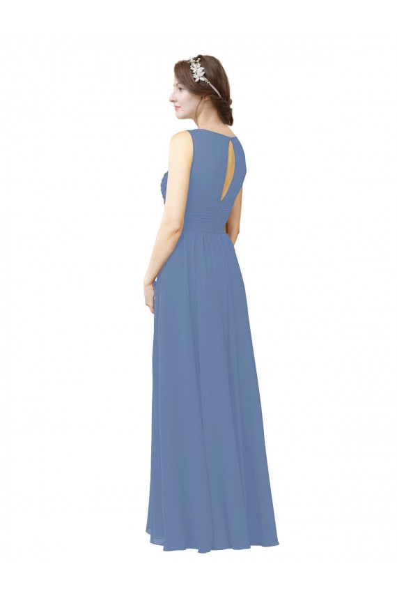 Soft Chiffon Illusion Neck Long Sleeveless Bridesmaid Dress Norwich